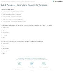 (must be a family name.) if you know the answers to these cartoon tr. Quiz Worksheet Generational Values In The Workplace Study Com