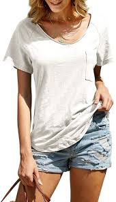 As a woman of 5'2 you are classified as a petite clothing size regardless of your weight. Imesrun Womens Short Sleeve V Neck Summer Shirts Basic Tees Casual Blouses Top At Amazon Women S Clothing Store