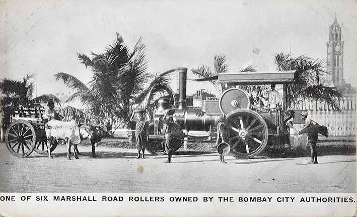 Marshall Steam Road Roller Of The Bombay Municipality, 1914 PC - Past-India