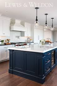 Coastal Transitional Kitchen With Navy Island In 2020 Kitchen Design Small Kitchen Design Custom Kitchens