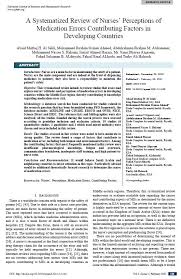 Maybe you would like to learn more about one of these? A Systematized Review Of Nurses Perceptions Of Medication Errors Contributing Factors In Developing Countries European Journal Of Medical And Health Sciences
