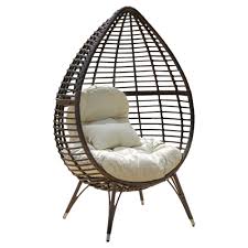 Cutter Teardrop Wicker Patio Lounge Chair With Cushion Brown Christopher Knight Home Patio Lounge Chairs Lounge Chair Outdoor Wicker Lounge Chair