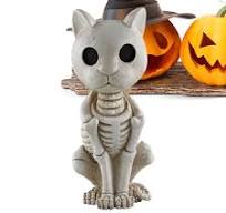 Skelet standbeeld, kat skelet ornament, skelet kat Halloween ...