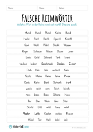 Reimworte am versende und im versinneren desselben verses. Reime Reimworter Materialguru
