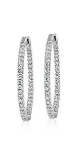 Black And White Diamond Hoop Earrings Diamond Eternity Hoop Earrings In 14k White Gold I I1 3 Ct Tw Blue Nile White Gold Diamond Diamond Hoop Earrings
