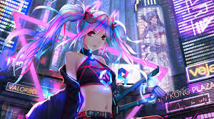 Best high quality neon wallpapers collection for your phone. 1920x1200 Anime Cyber Girl Neon City 1080p Resolution Hd 4k Wallpapers Images Backgrounds Photos And Pictures