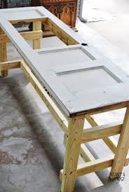 Remodelaholic Upcycled Door Into Outdoor Serving Table With Sink Outdoor Serving Table Serving Table Patio Table