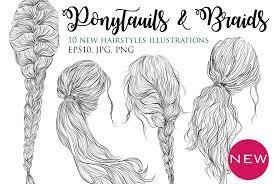 10 Vector Ponytails And Braids By Colorshop On Creativemarket Womens Hairstyles Hair Styles Hair Vector