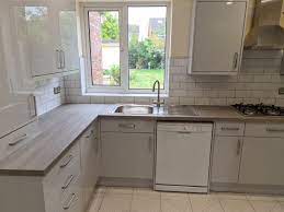 Check spelling or type a new query. Light Gloss Grey Kitchen Makeover And New Silver Oak Laminate Worktops In Aylesbury Kitchen Makeovers