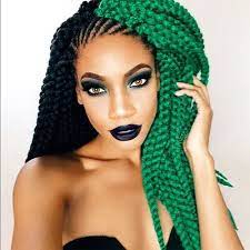 31 Glamorous Green Hairstyle Ideas 2021 Update Tresse Africaine De Couleur Coiffure Cheveux Naturels Cheveux Verts