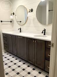 Black And White Farmhouse Bathroom Tile Sweet Chaos Home Black And White Modern Farmhouse Bathroom Gingham Tile Small Space Bathroom Modern Farmhouse Bathroom Bathroom Renovations