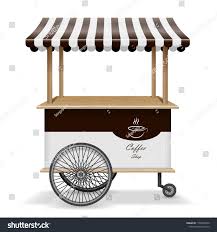 Realistic Street Food Cart With Wheels Mobile Coffee Market Stall Template Hot Coffee Kiosk Store Mockup Isolated Vecto In 2020 Food Cart Coffee Market Street Food