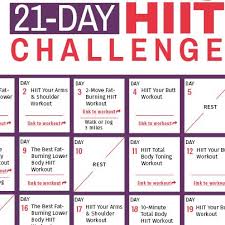 21 Day Hiit Challenge Calendar Hiit Workout Workout Plan For Beginners Hiit