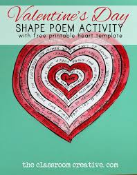 Poetry Activity For Valentine S Day With Free Printable Shape Poem Template Valentines Writing Activities Shape Poems Valentines Writing