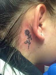 Rose Behind The Ear The Size Of A Quarter Tattoos Rose Tattoos Behind Ear Tattoos