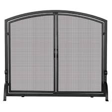 Shop bowed fireplace screens online at woodland direct. Black Single Panel Wrought Iron Fireplace Screen With Doors Woodland Direct