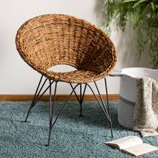 Giantex dsw chairs, pre assembled mid century modern dining chairs, with wood legs, armless kitchen chairs, shell lounge plastic side chair kitchen, dining room, living room, set of 4, black. Safavieh Sierra Rattan Mid Century Nautical Accent Chair Walmart Com Walmart Com