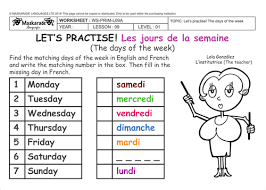 French Y3 4 At School The Days Of The Week Les Jours De La Semaine Learn French French Language Learning Language Worksheets