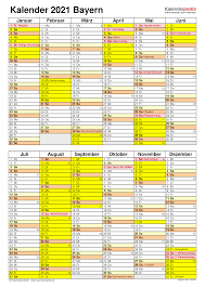 Kalender nasional tahun 2021 atau kalender masehi ini zum gestalten eines eigenen „fotokalenders bietet kalenderpedia auf seiner webseite entsprechende. Kalender 2021 Bayern Ferien Feiertage Excel Vorlagen