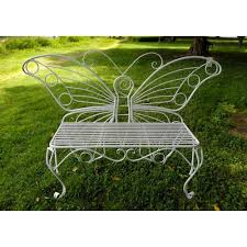 Hi Line Gift White Metal Butterfly Garden Bench 78620 Wt The Home Depot In 2020 Outdoor Garden Bench Garden Bench Metal Garden Benches