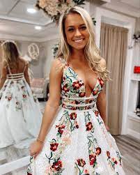 Luxury a line long sleeves 3d flowers pr. White Floral Embroidered Prom Dress Off 76 Felasa Eu