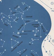 southern cross star map 17 vintage astronomy print 1960s