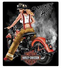 Harley Davidson Smokin Hot Firefighter Babe Embossed Tin Sign Vintage Harley Davidson Harley Davidson Harley Davidson Art
