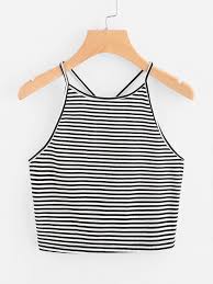 Black And White Striped Crop Tank Top Pin En Crop Tops Para Mujer