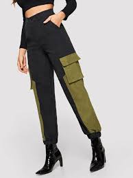 Contrast Panel Pocket Pants Shein Sheinside Ootd Outfit Style Outfitoftheday Pants Leggings Are Not Pants Utility Pants Pants For Women
