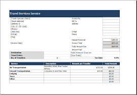 Travel Agency Invoice Excel Template Service Trip Invoice Template Excel Templates