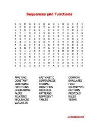 Sequences And Functions Word Search Literal Equations Math Words Math Word Search