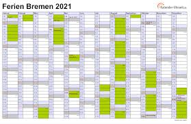 Druck kalender 2021 deutschland kostenlos mit wochennummern. Ferien Bremen 2021 Ferienkalender Zum Ausdrucken