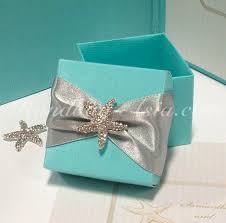 Perfect for a rustic nautical themed or beach wedding. Tiffany Blue Silk Beach Wedding Favour Box With Starfish Rhinestone Brooch