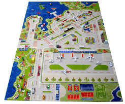 3d Spielteppich Und Kinderteppich Stadt Mini City Mit Hafen Flughafen Und Strand In 4 Grossen Erhaltlich
