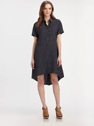 Eileen Fisher Blue Linen High Low Shirt Dress Size Xs Eileenfisher Shirtdress Casual High Low Shirt Dress Shirt Dress Dresses
