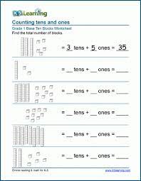 Use browser document reader options to download and/or print. First Grade Math Worksheets Base 10 Blocks K5 Learning