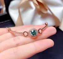S925 Romantic Rose Gold Round Cut Paraiba Tourmaline Bracelet In Sterling  Silver