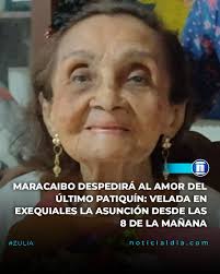 Se dio a conocer que el funeral de Balbina Rosa Macho de Nelson, esposa de Manuel  Nelson "El Último Patiquín de Maracaibo", será en Exequiales La Asunción,  ubicado en la avenida La