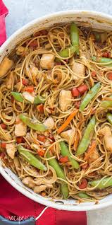An Easy One Pot Version Of Chicken Chow Mein Loaded With Peppers Cabbage Peas And Carrots It S An Easy Hea Chow Mein Recipe Pot Recipes Chicken Chow Mein