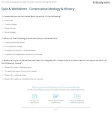 Quiz Worksheet Conservative Ideology History Study Com