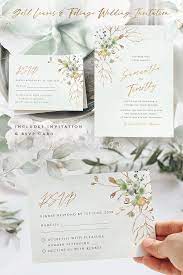 Gold Leaves Foliage Wedding Invite Wedding Invitations Floral Wedding Invitations Unique Wedding Invitations