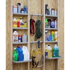 Versacaddy 48 In X 48 In Shelving And Hooks Organization Kit With 8 Durable Pvc Shelves An Shed Storage Storage Shed Organization Garage Storage Organization