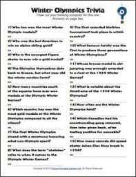 Winter Olympic Games Trivia Game Winter Olympic Games Winter Olympics Olympic Games