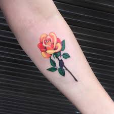 Orange Rose Tattoo By Zihee Rose Tattoos Are One Of The Most Sought After Tattoos In The World A Yellow Rose Tattoos Small Rose Tattoo Forearm Flower Tattoo