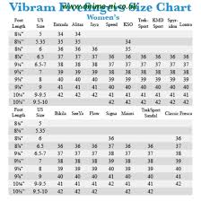 five fingers shoe size chart vibram fivefingers and