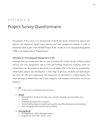 From training, employee development and staff performance appraisals to pulse surveys and polls. Appendix B Project Survey Questionnaire Civil Integrated Management Cim For Departments Of Transportation Volume 2 Research Report The National Academies Press