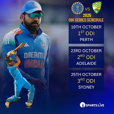 TEAM INDIA vs AUSTRALIA – ODI SERIES 2025 Cricket's biggest rivalry is back Down Under! Get ready for power-hitting, nail-biting finishes & unforgettable moments. 📅 Match Schedule: 1️⃣ 1st ODI – 19