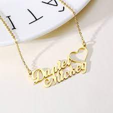 Hollow Heart Charm Pendant For Women Custom Name Chokers Stainless Steel Initial Couple Names Graduate Locket Design Custom Necklace Bridal Jewelry Sets Brides