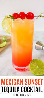 Tequila can be intimidating to those unfamiliar with the versatility of this delicious agave spirit. Mexican Sunset A Tequila Cocktail Real Housemoms