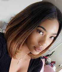 Short Ombre Bob Wig Short Light Brown Hair Balayage Straight Hair Hair Highlights